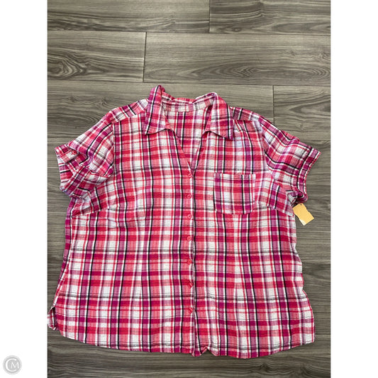 Top Short Sleeve Basic By Clothes Mentor In Plaid Pattern, Size: 3x