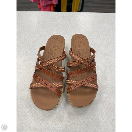 Sandals Heels Wedge By Skechers In Brown, Size: 8