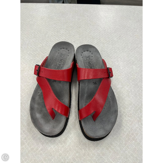 Sandals Flip Flops By Mephisto In Red, Size: 6