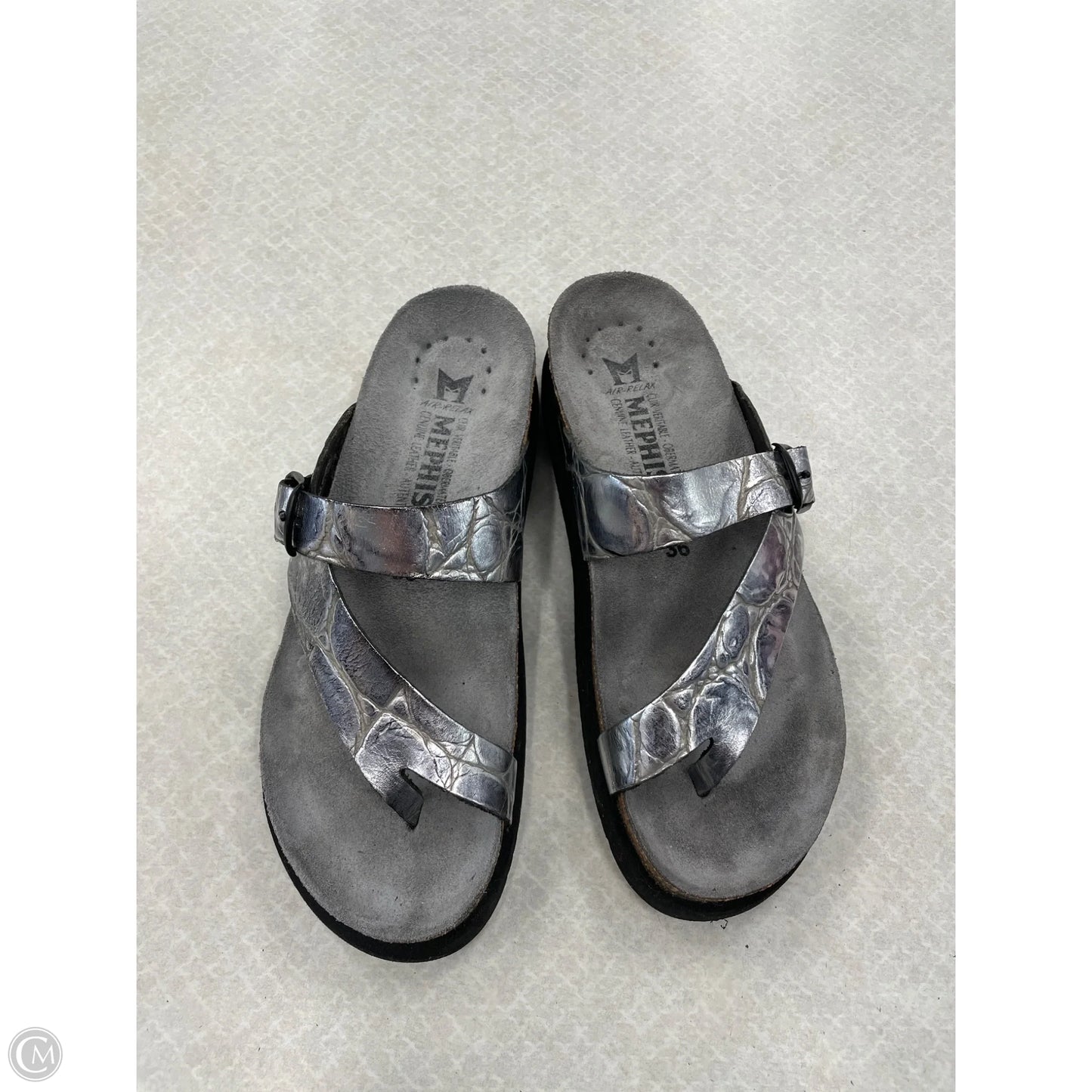 Sandals Flip Flops By Mephisto In Silver, Size: 6