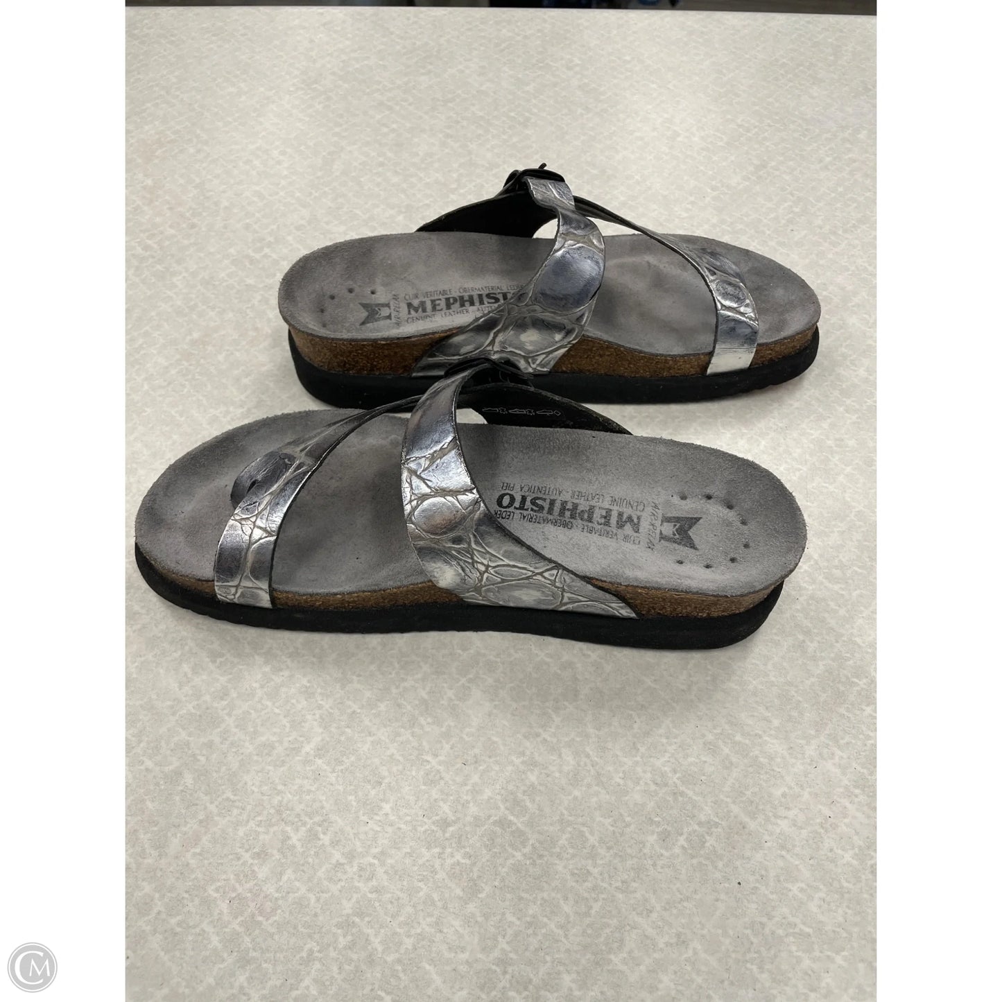 Sandals Flip Flops By Mephisto In Silver, Size: 6