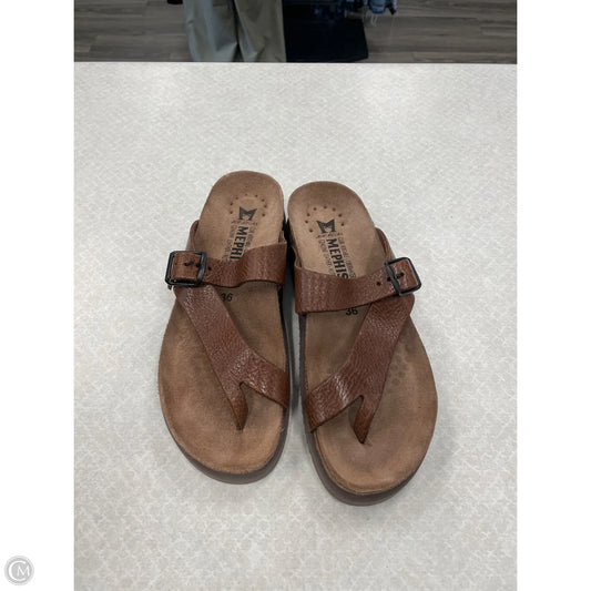 Sandals Flip Flops By Mephisto In Brown, Size: 6