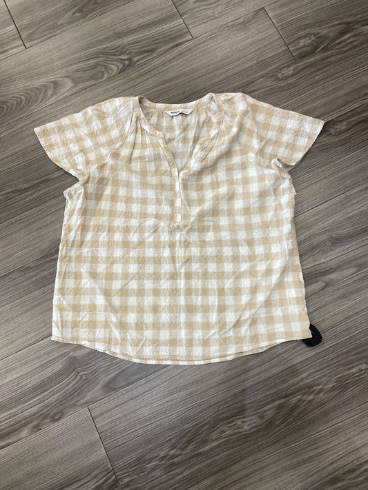 Top Short Sleeve By Sonoma In Plaid Pattern, Size: L