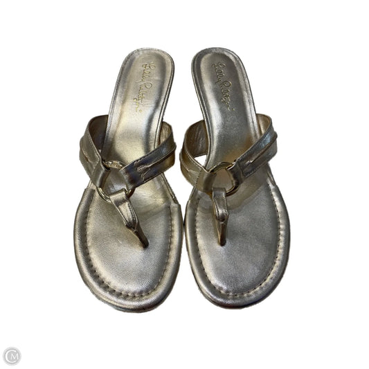 Sandals Designer By Lilly Pulitzer In Gold, Size: 8