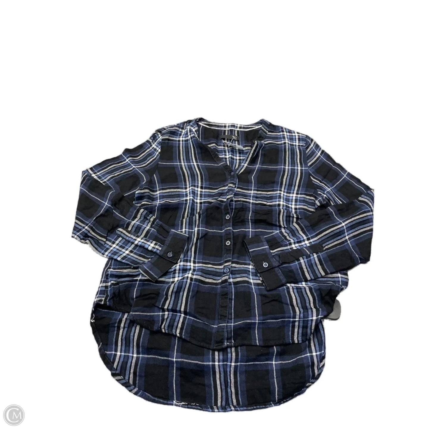 Top Long Sleeve By Max Jeans In Plaid Pattern, Size: L