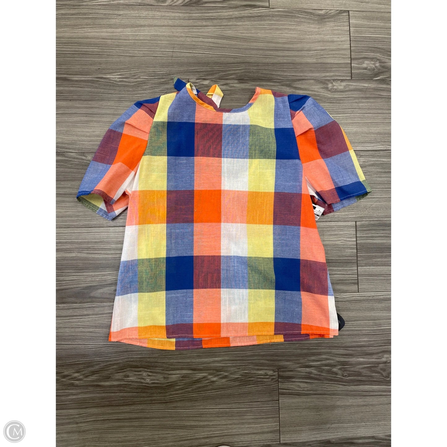 Top Short Sleeve By Clothes Mentor In Plaid Pattern, Size: Xl