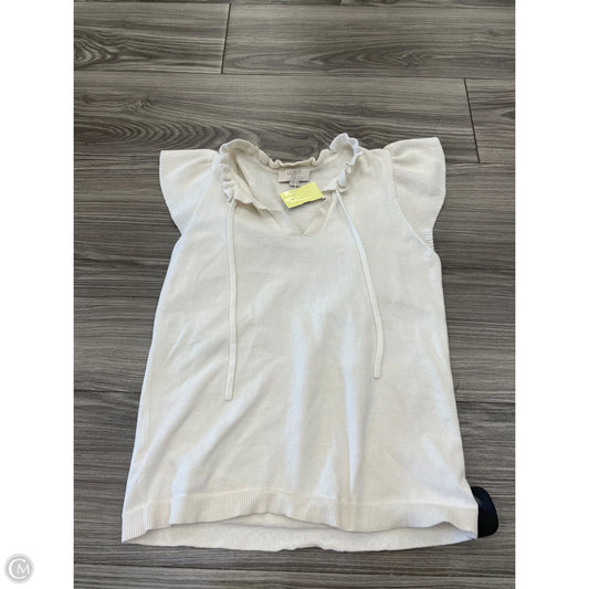 Sweater Short Sleeve By Loft In White, Size: Xxs