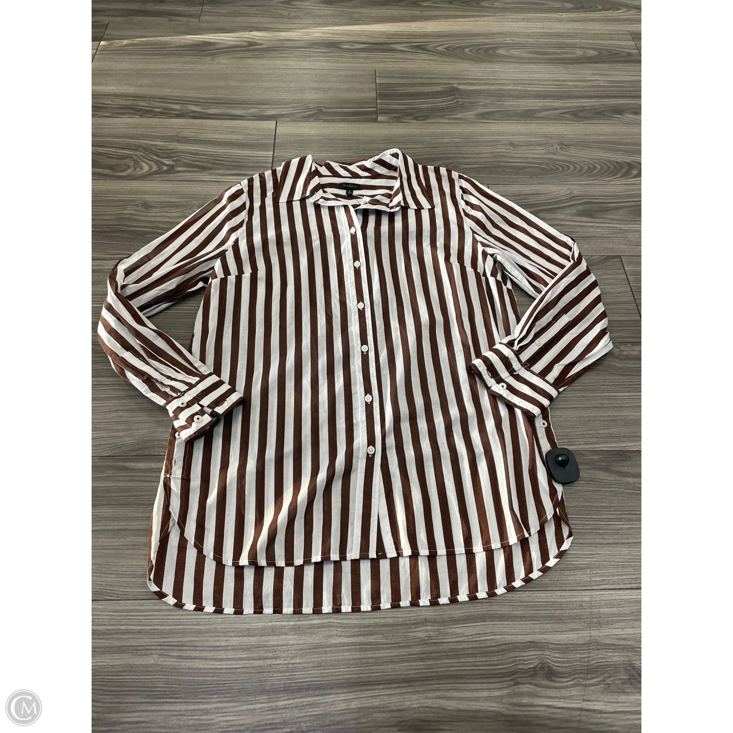 Top Long Sleeve By Talbots In Striped Pattern, Size: M