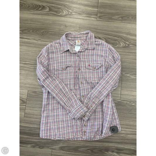 Top Long Sleeve By Carhartt In Plaid Pattern, Size: L