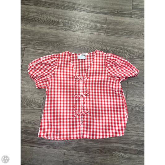 Top Short Sleeve By Rose And Olive In Plaid Pattern, Size: Xl