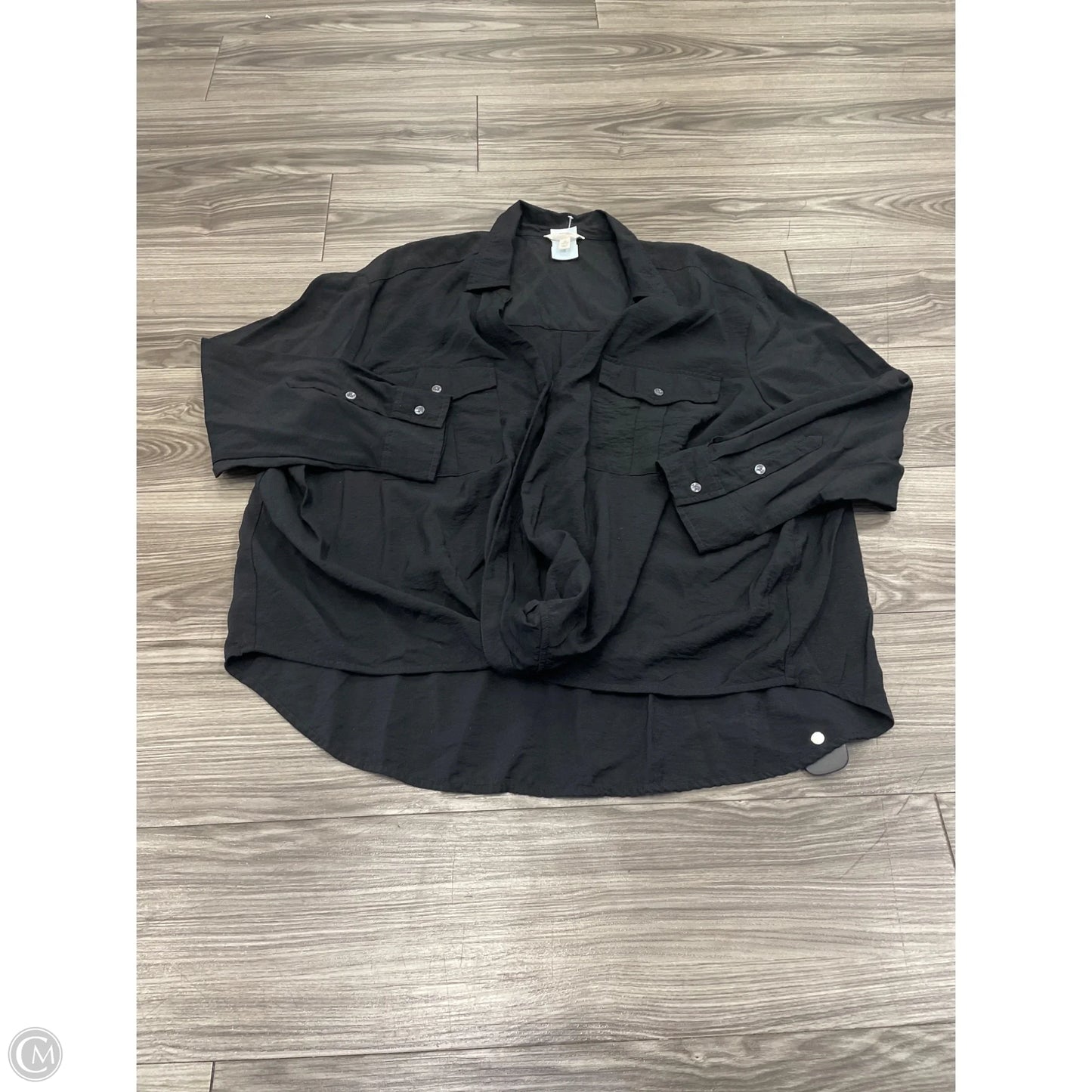 Top Long Sleeve By Terra & Sky In Black, Size: 2x