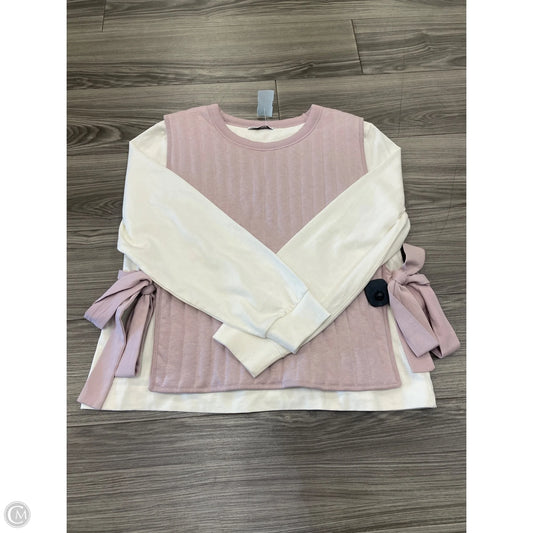 Sweatshirt Collar By Zara In Pink & White, Size: L