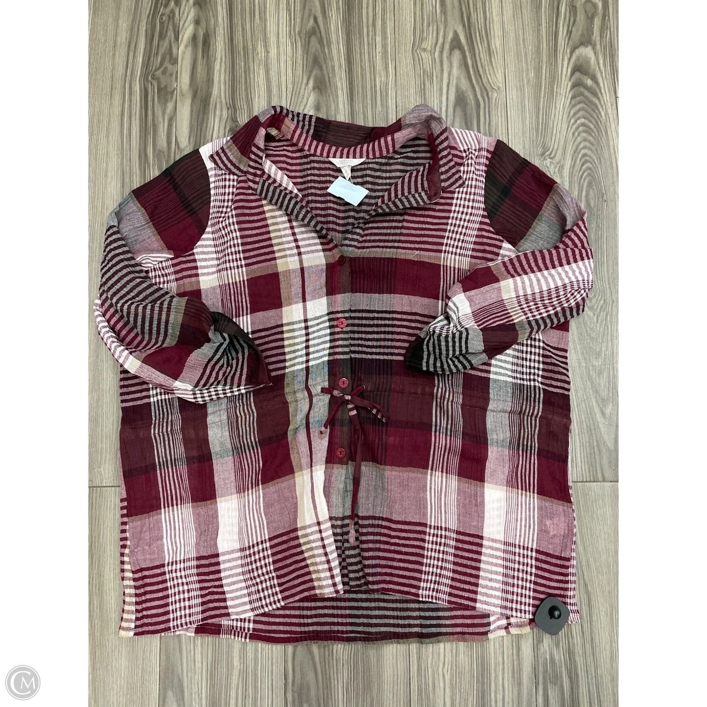 Top Long Sleeve By Cj Banks In Plaid Pattern, Size: 2x