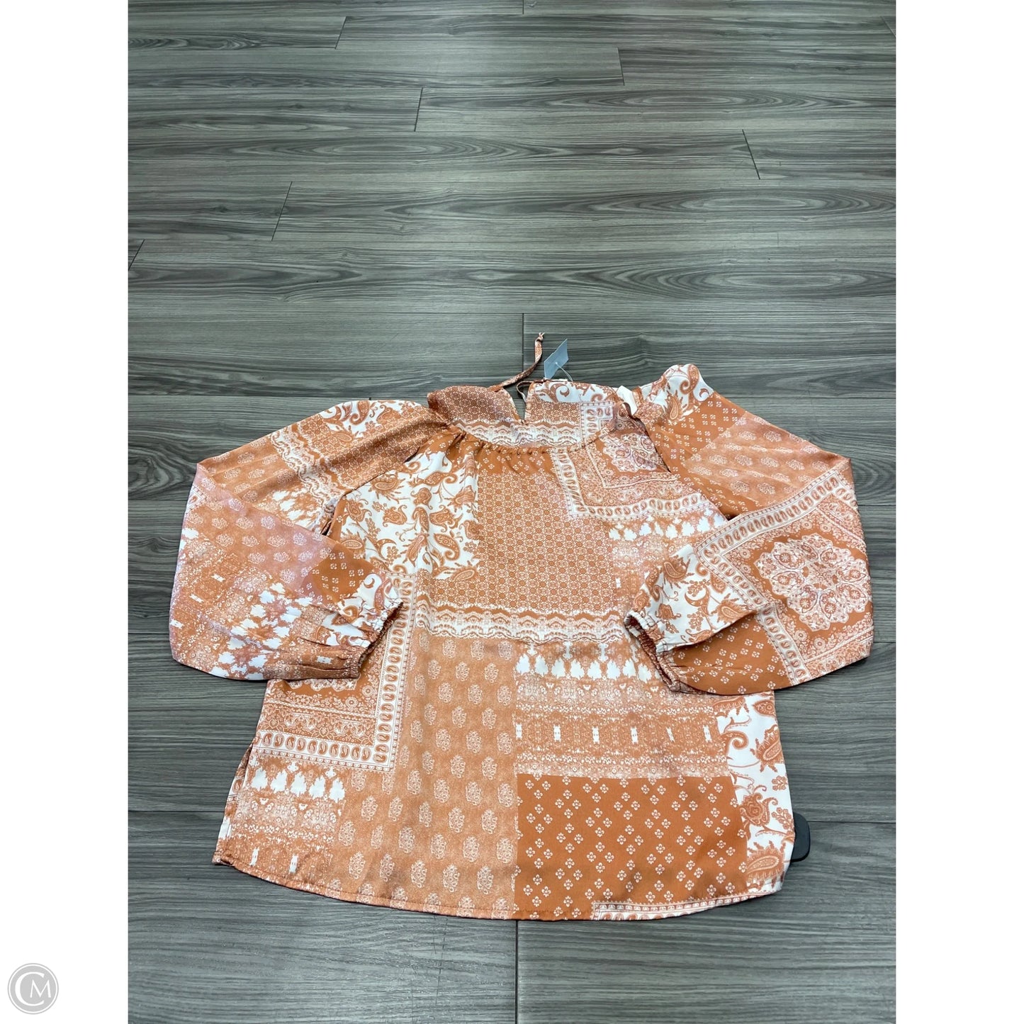 Top Long Sleeve By Promesa In Orange, Size: M