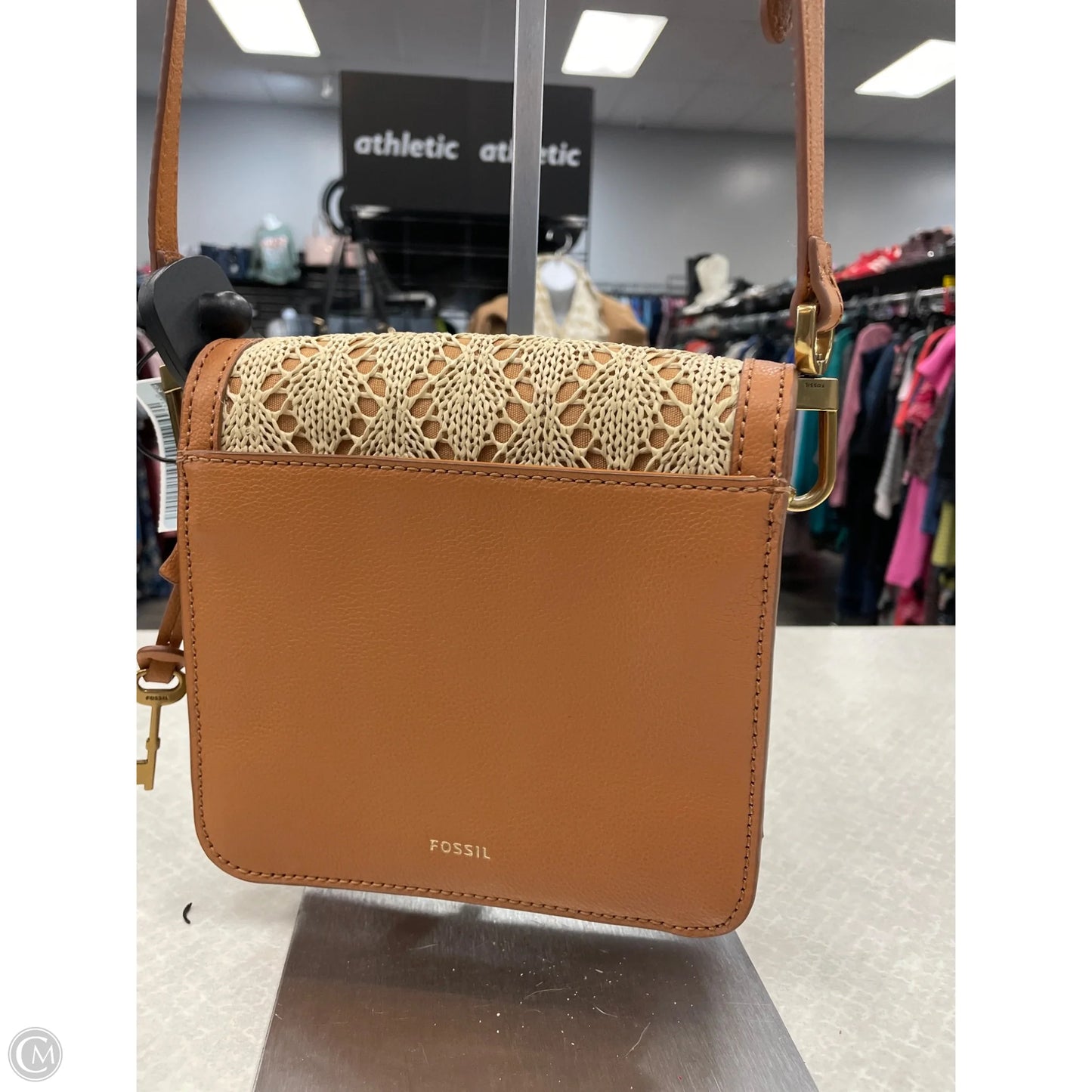 Handbag Leather By Fossil, Size: Medium