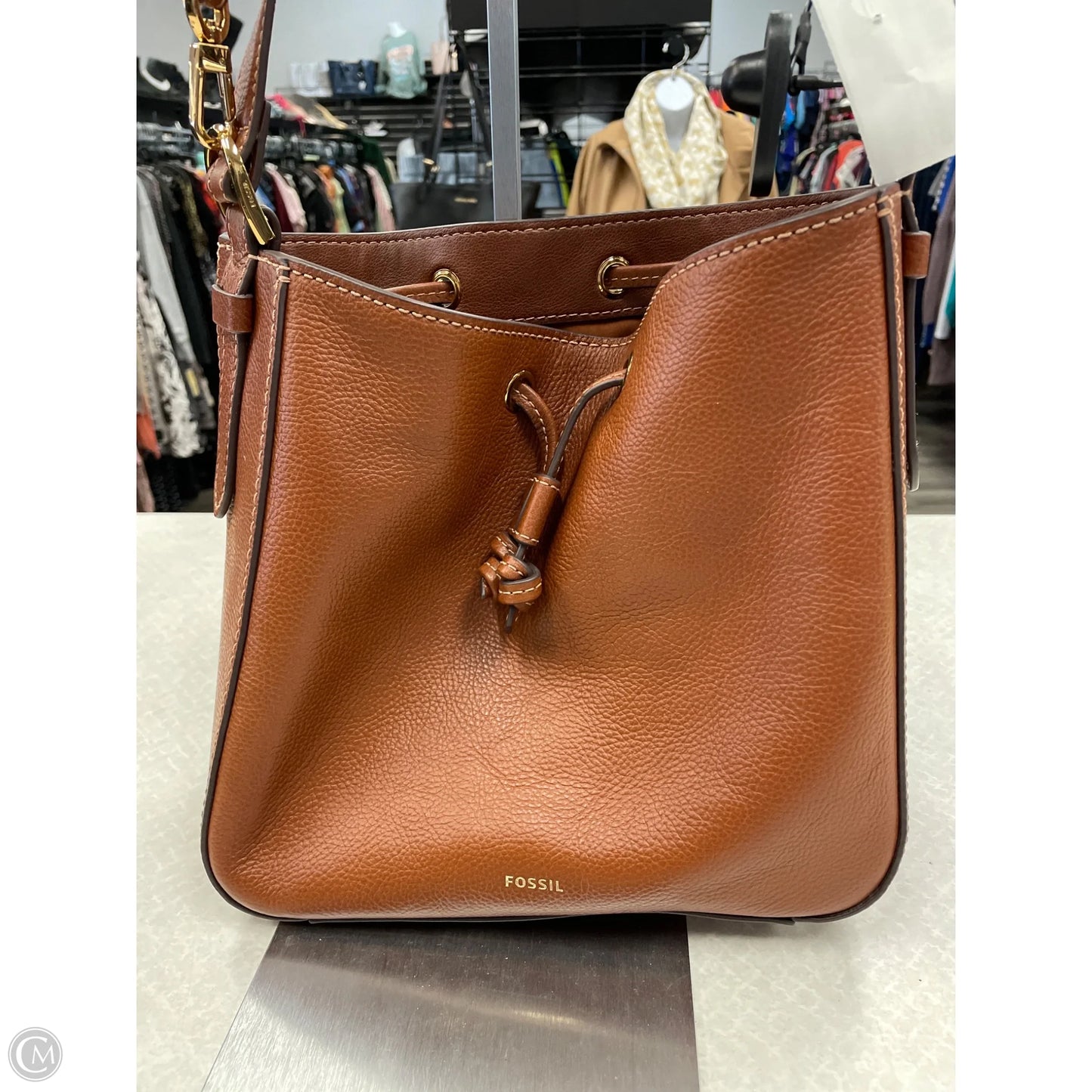 Handbag Leather By Fossil, Size: Large