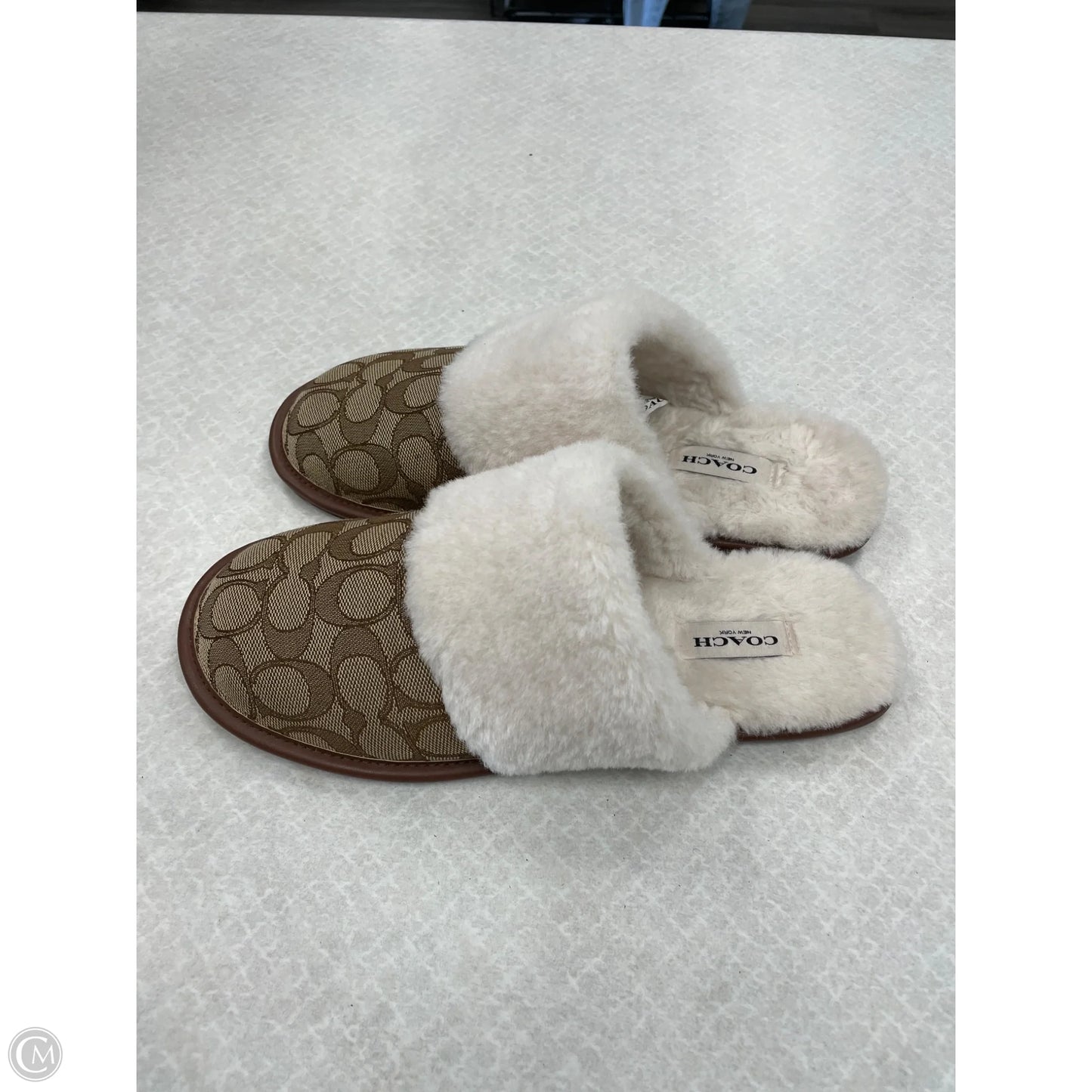 Slippers Designer By Coach In Brown, Size: 7