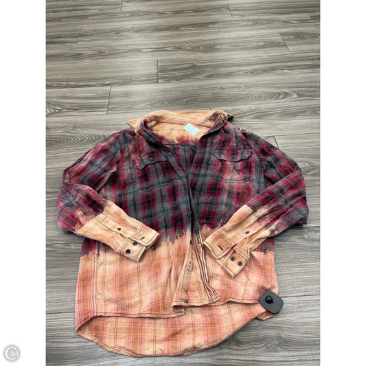 Top Long Sleeve By Glam In Plaid Pattern, Size: M