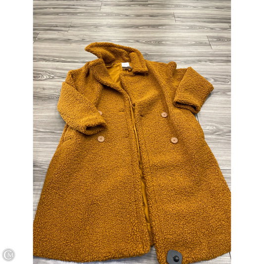 Coat Faux Fur & Sherpa By Nine West In Brown, Size: L