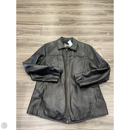 Jacket Leather By Wilsons Leather In Black, Size: L