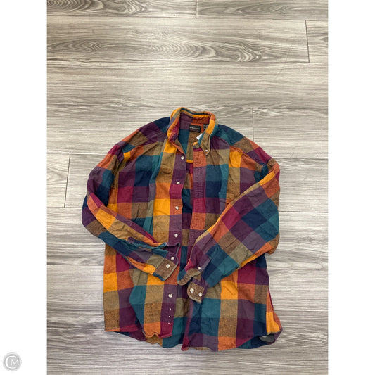 Top Long Sleeve By Clothes Mentor In Plaid Pattern, Size: L