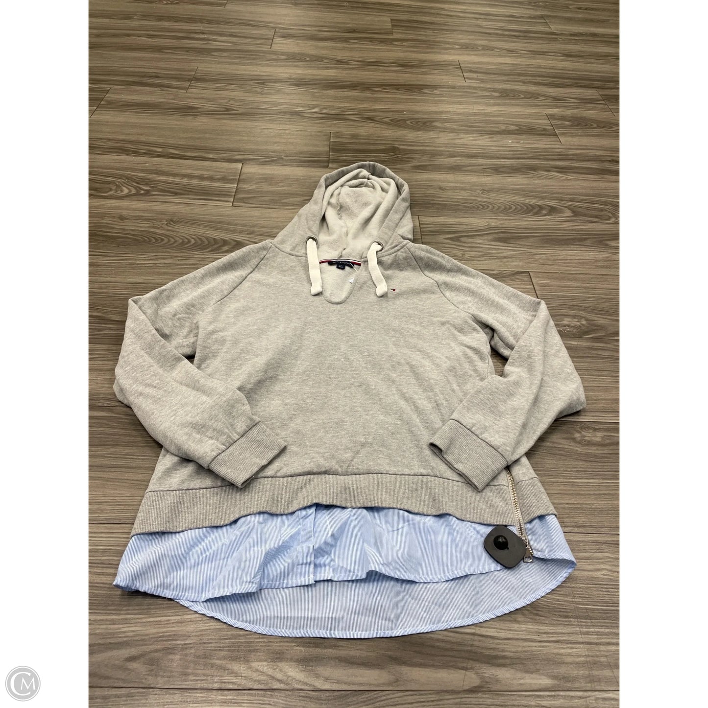 Sweatshirt Hoodie By Tommy Hilfiger In Grey, Size: L