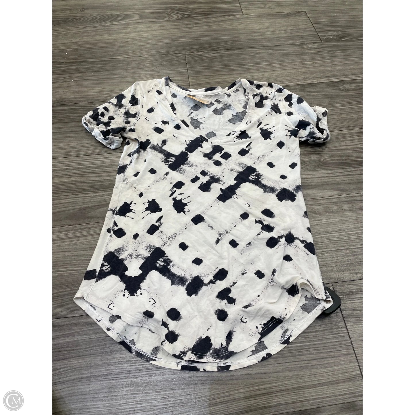 Athletic Top Short Sleeve By Lululemon In Black & White, Size: S