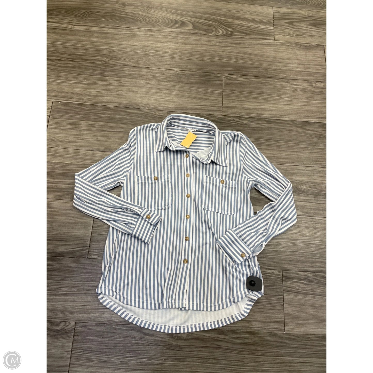 Top Long Sleeve By Blu Pepper In Striped Pattern, Size: M