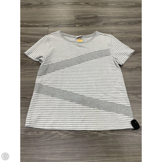 Top Short Sleeve By Loft In Grey & White, Size: L