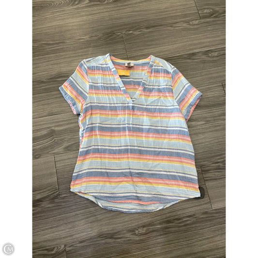Top Short Sleeve By St Johns Bay In Striped Pattern, Size: L