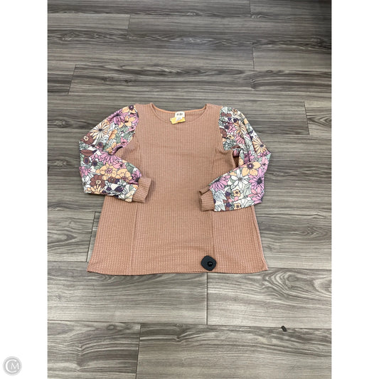Top Long Sleeve By Bibi In Floral Print, Size: L