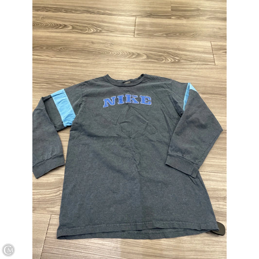 Athletic Top Long Sleeve Collar By Nike In Grey, Size: Xl