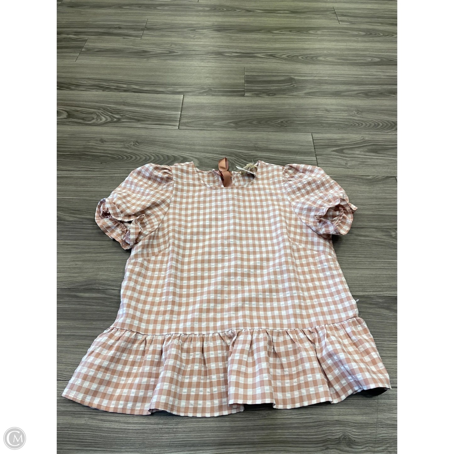 Top Short Sleeve By Listicle In Plaid Pattern, Size: M