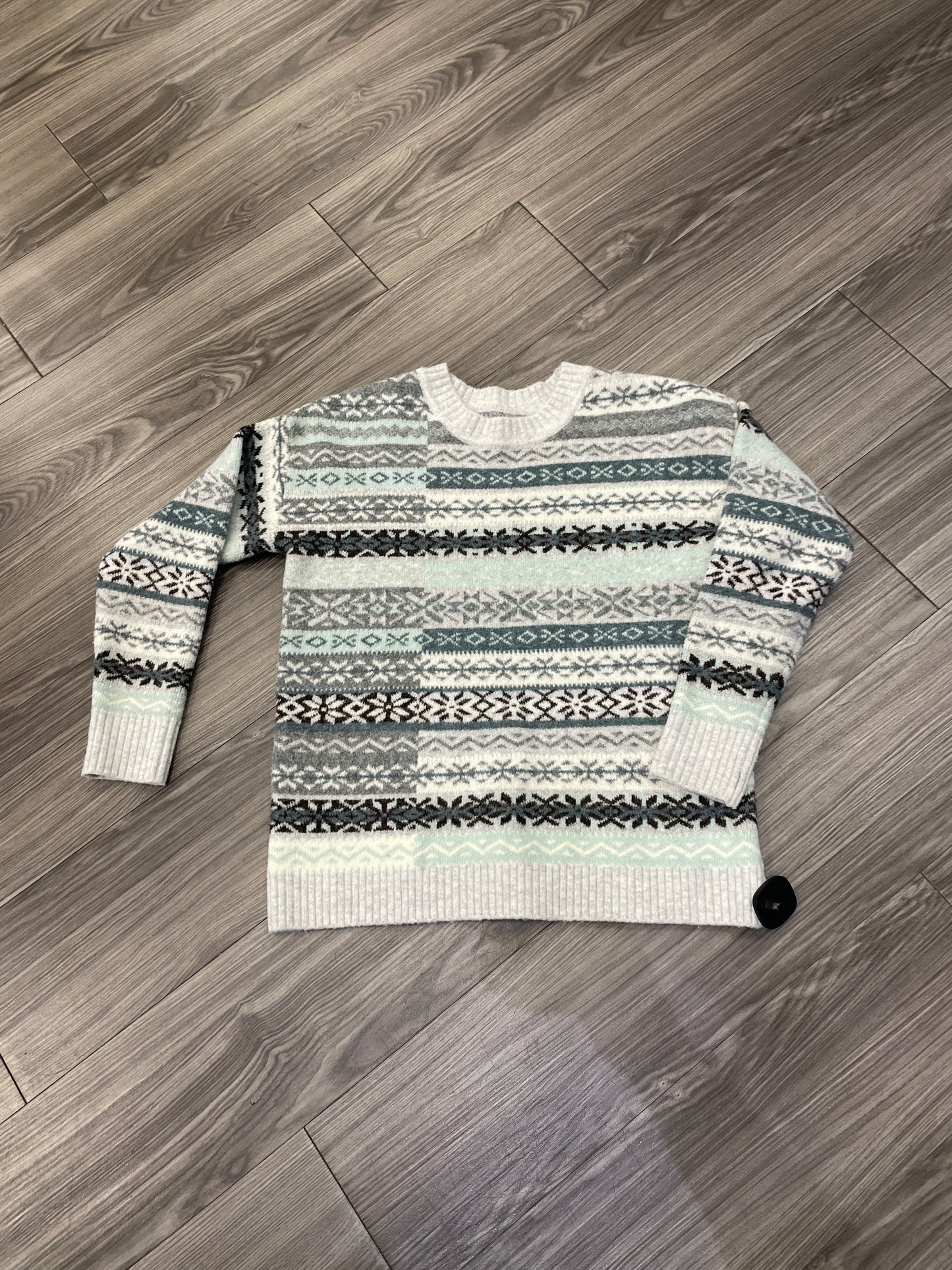 Sweater By Loft In Green & Grey, Size: M