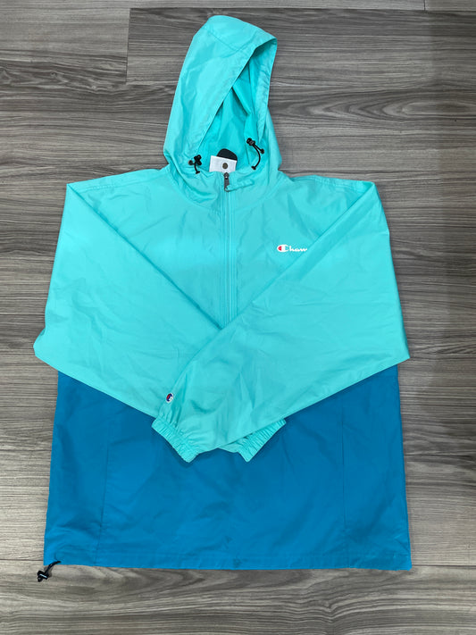 Jacket Windbreaker By Champion In Blue, Size: L