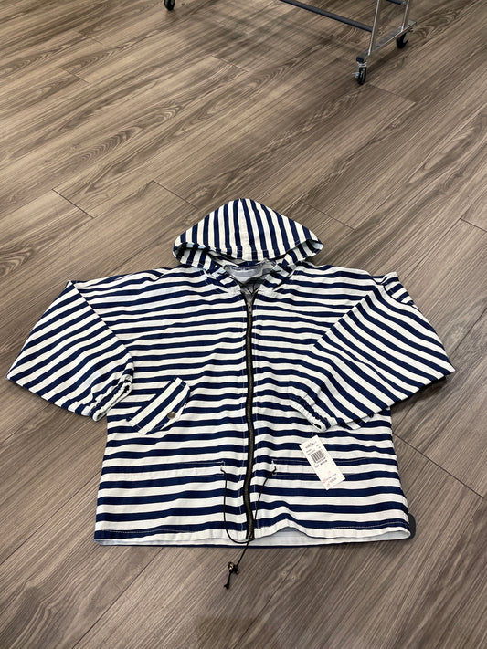 Jacket Windbreaker By Live A Little In Blue & White, Size: M