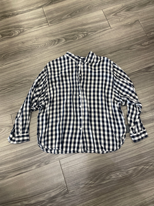 Top Long Sleeve By Loft In Blue & White, Size: Lp