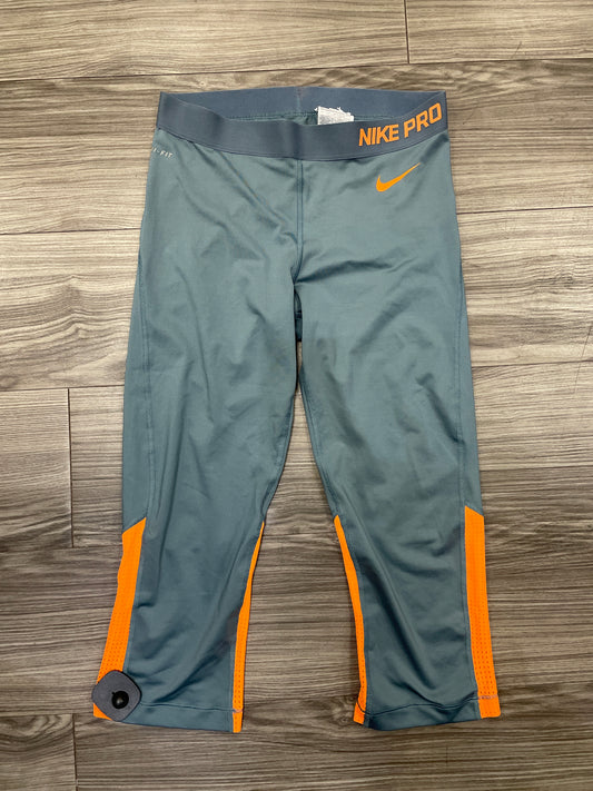 Athletic Leggings By Nike Apparel In Green & Orange, Size: L