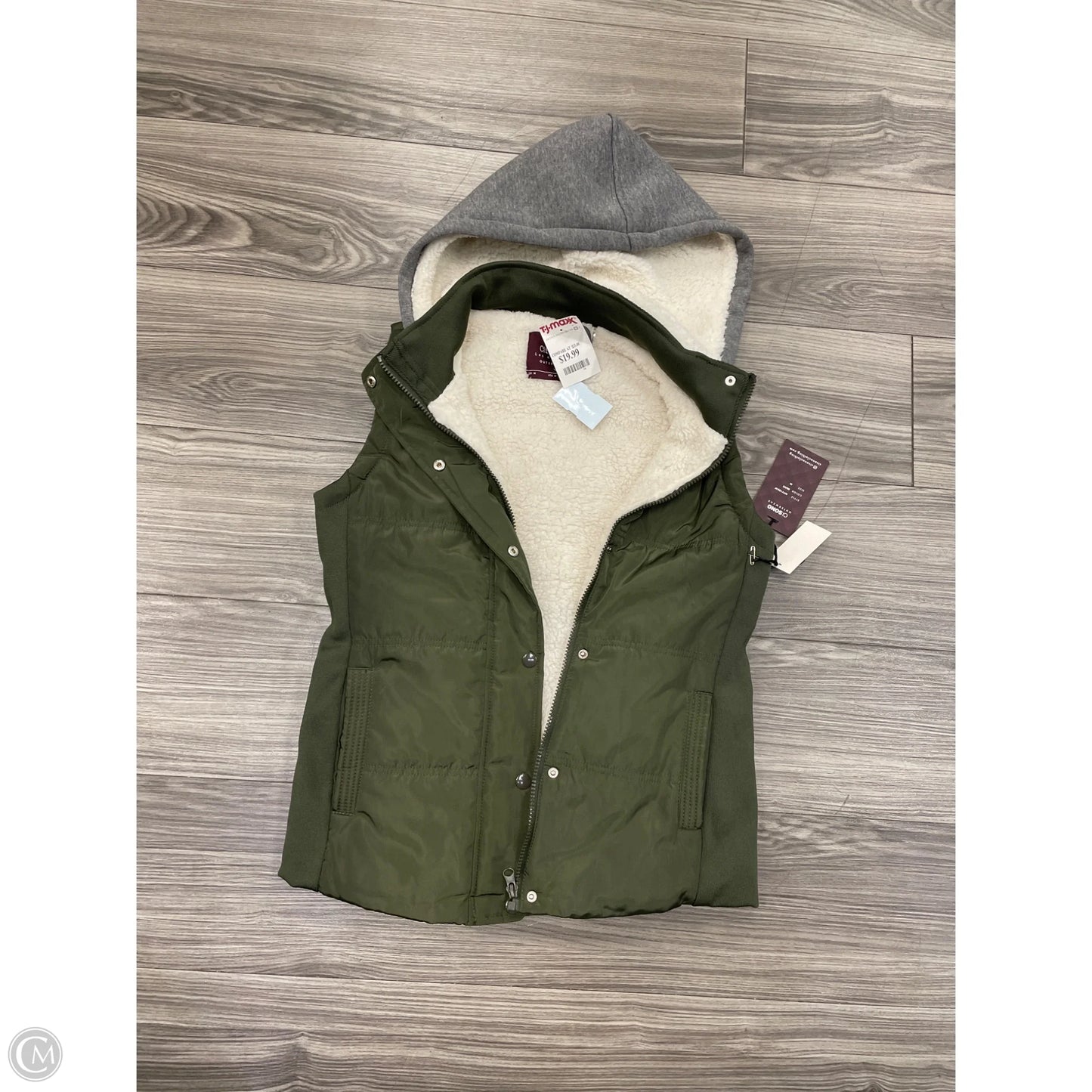 Vest Faux Fur & Sherpa By Ci Sono In Green & White, Size: M