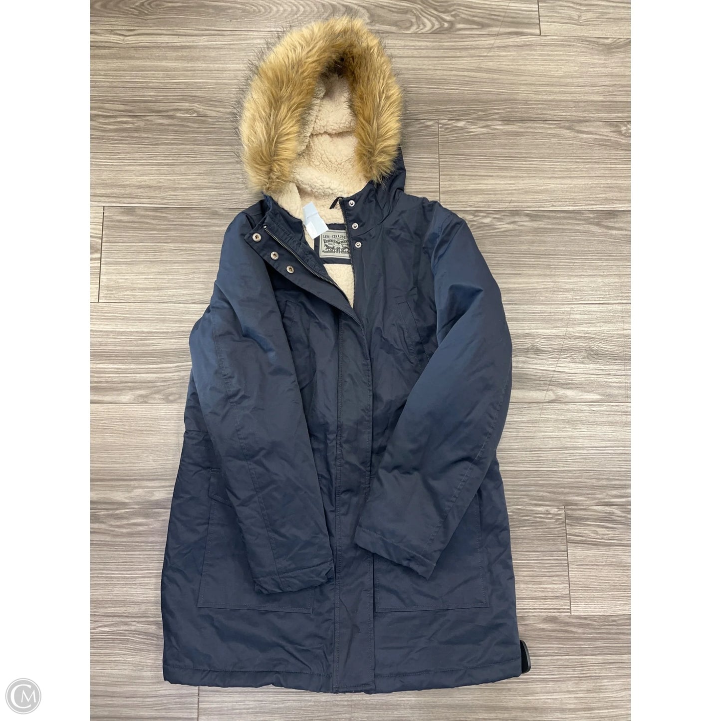 Jacket Faux Fur & Sherpa By Levis In Navy, Size: L