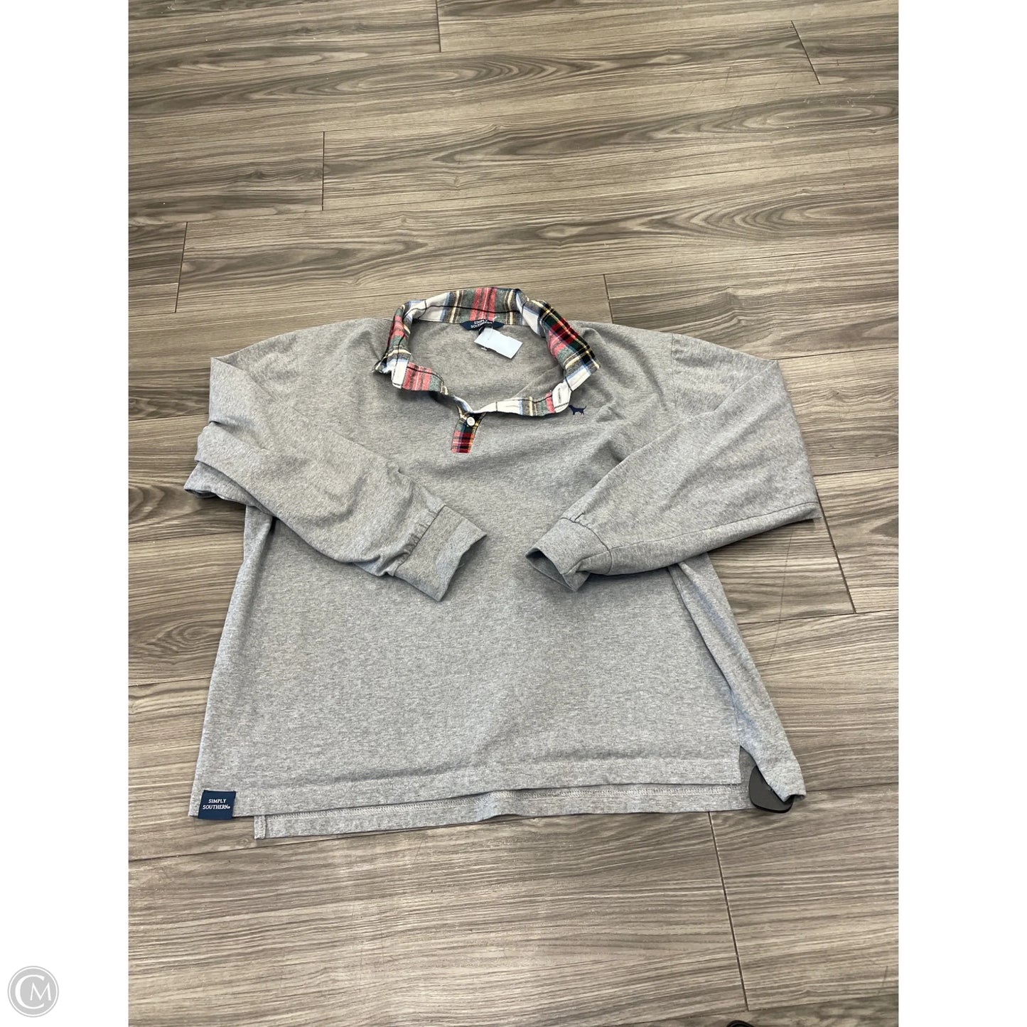 Top Long Sleeve By Simply Southern In Grey, Size: 2x