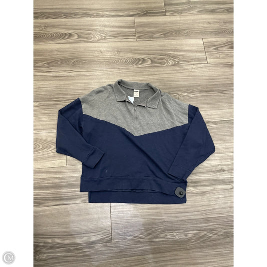 Sweatshirt Collar By Pink In Blue & Grey, Size: L