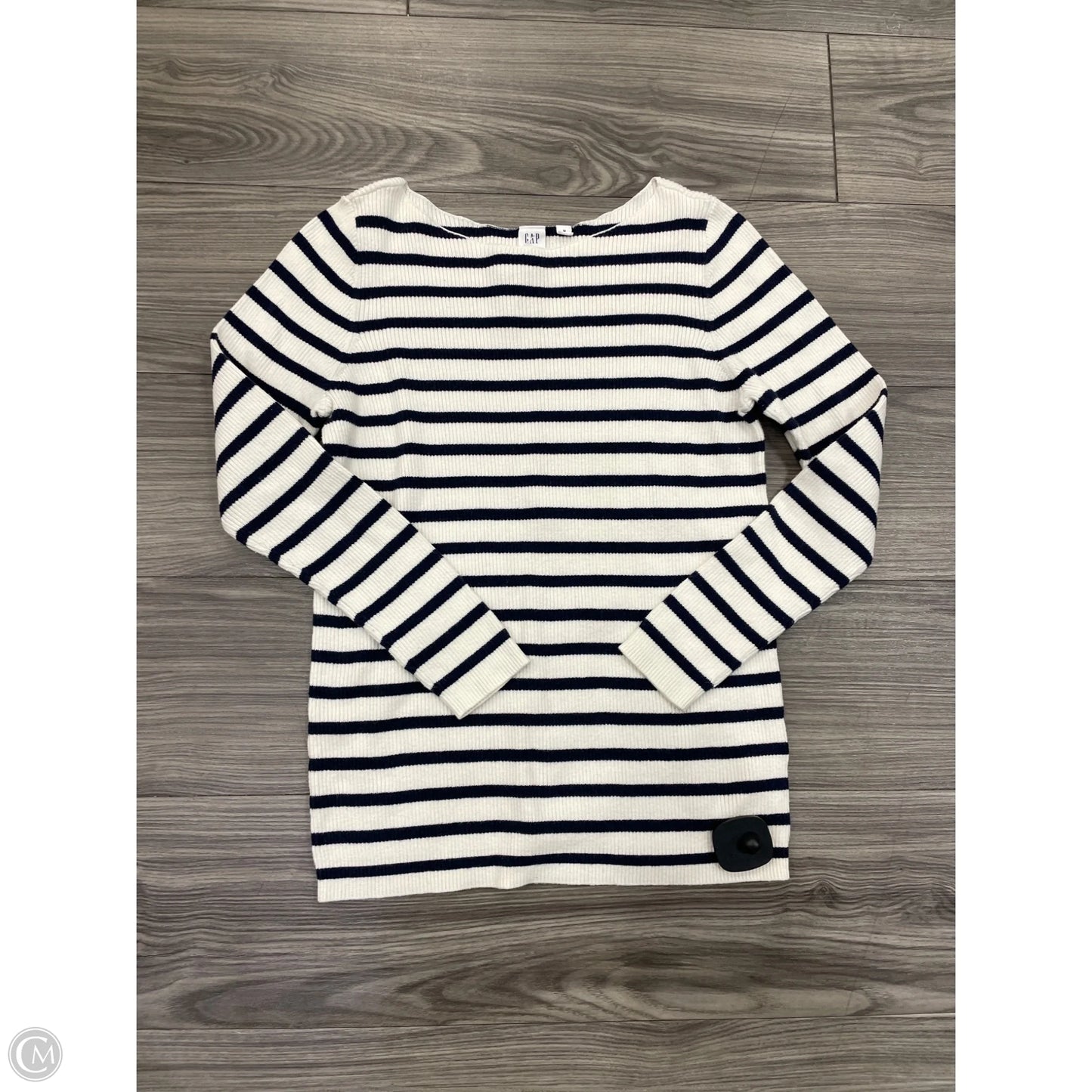 Top Long Sleeve Basic By Gap In Striped Pattern, Size: M
