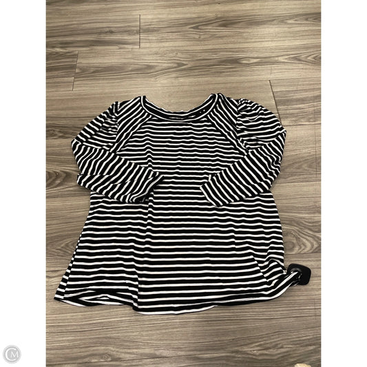 Top 3/4 Sleeve By Ny Collection In Striped Pattern, Size: L